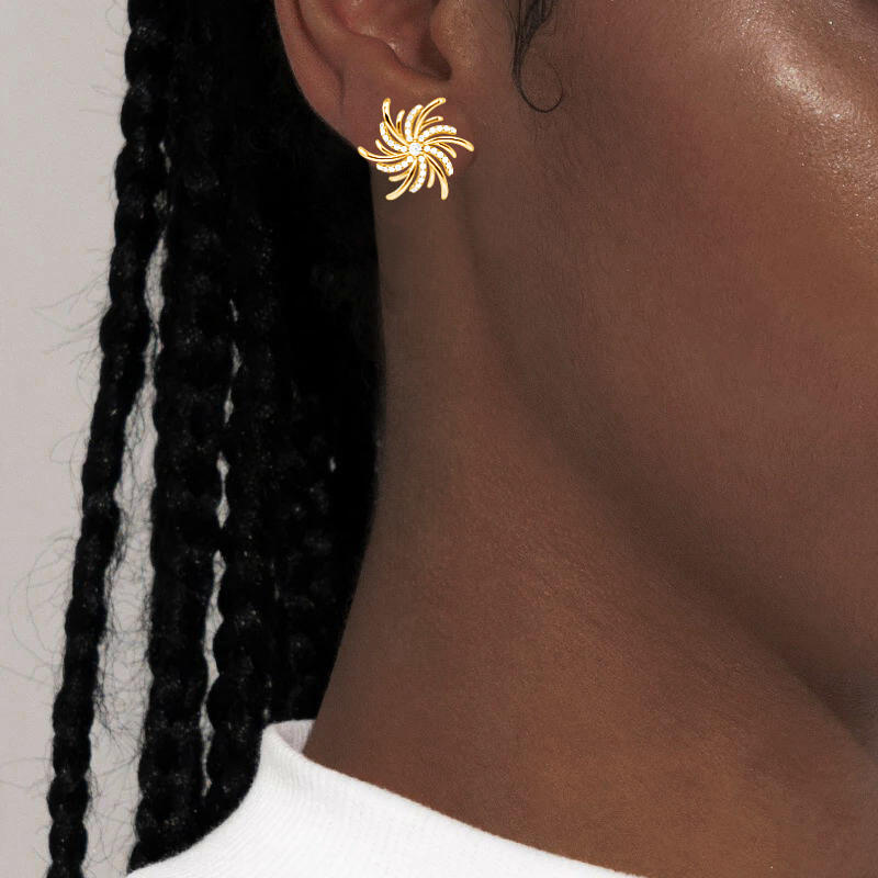"Burst Into Bloom" Round Cut Stud Earrings