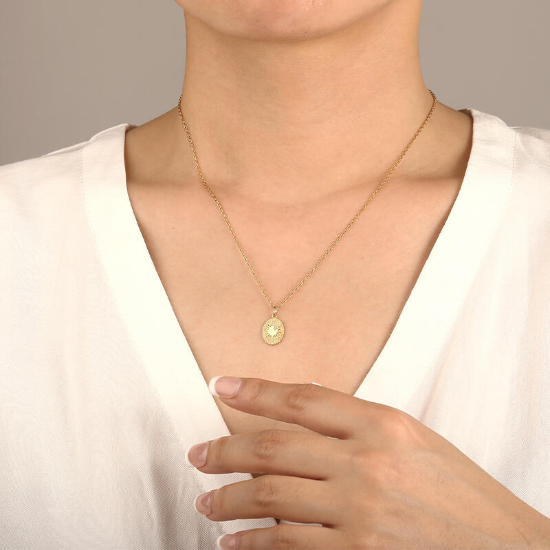 "Let the Sun Shine on Your Soul" Round Cut Necklace