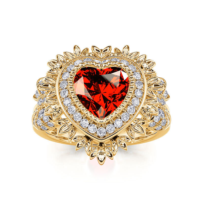 Jeulia "Radiant Love" Halo Heart Cut Sterling Silver Ring