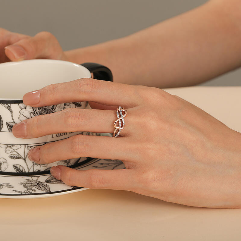 Jeulia Open Heart & Infinity Design Sterling Silver Women's Band