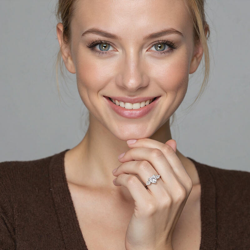 "The Love Melody" Heart Cut Three Stone Engagement Ring