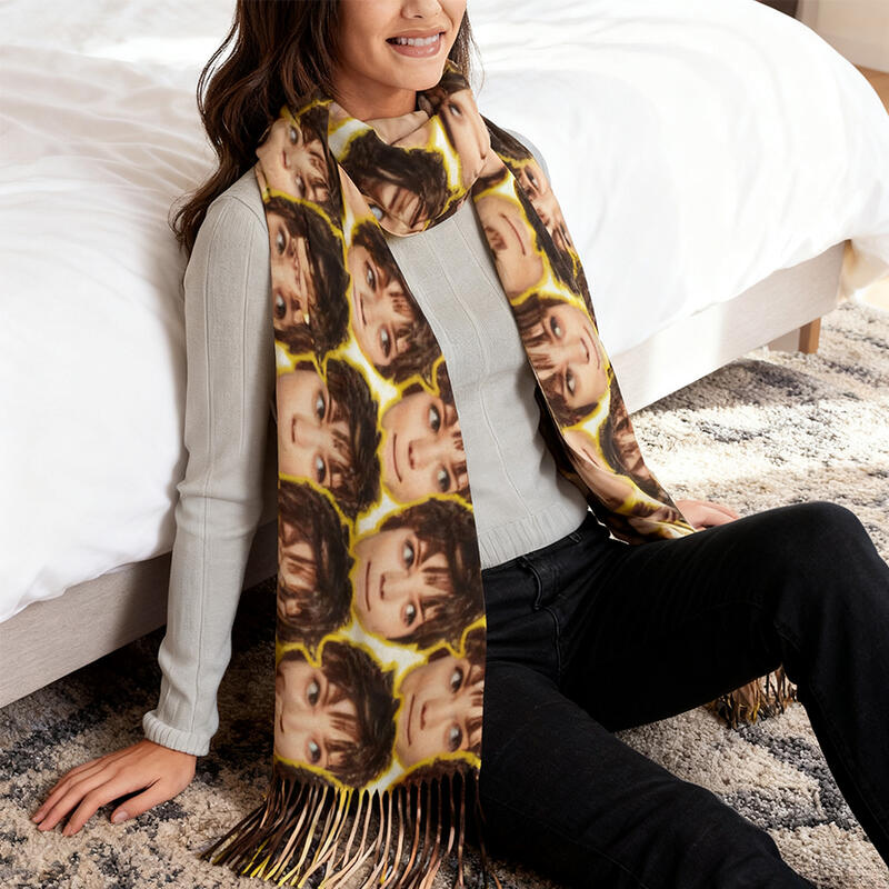 Bufanda con foto personalizada para añadir foto de cara, regalo divertido y divertido para amigos.
