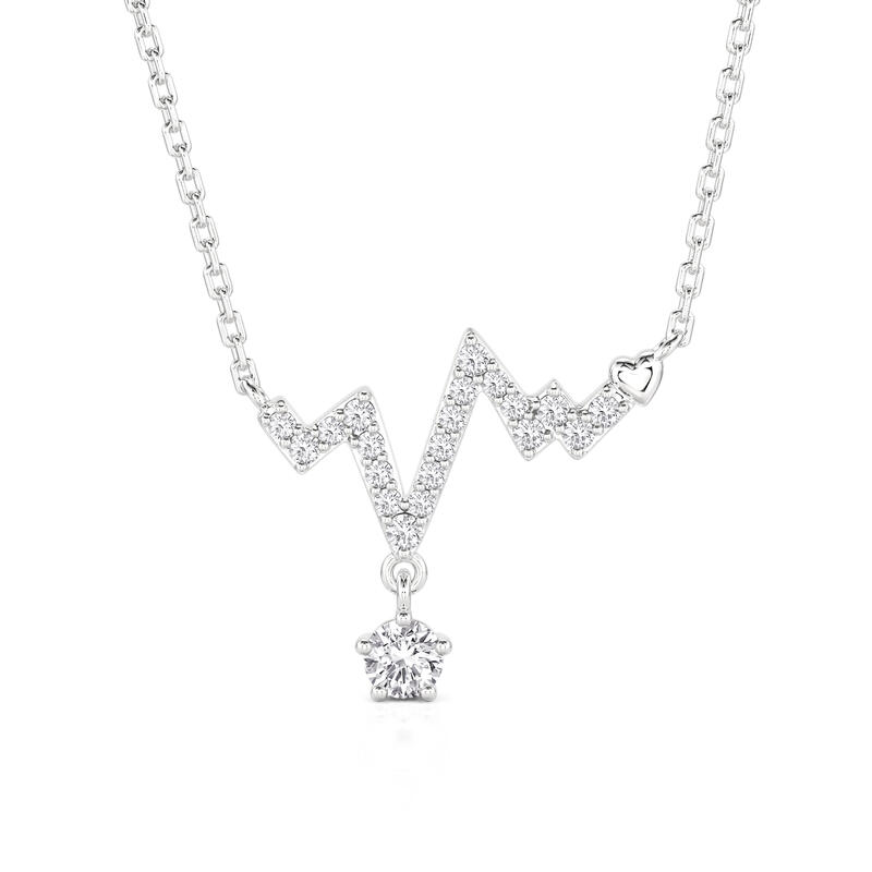 Jeulia Custom Simple Heartbeat Necklace with Birthstone