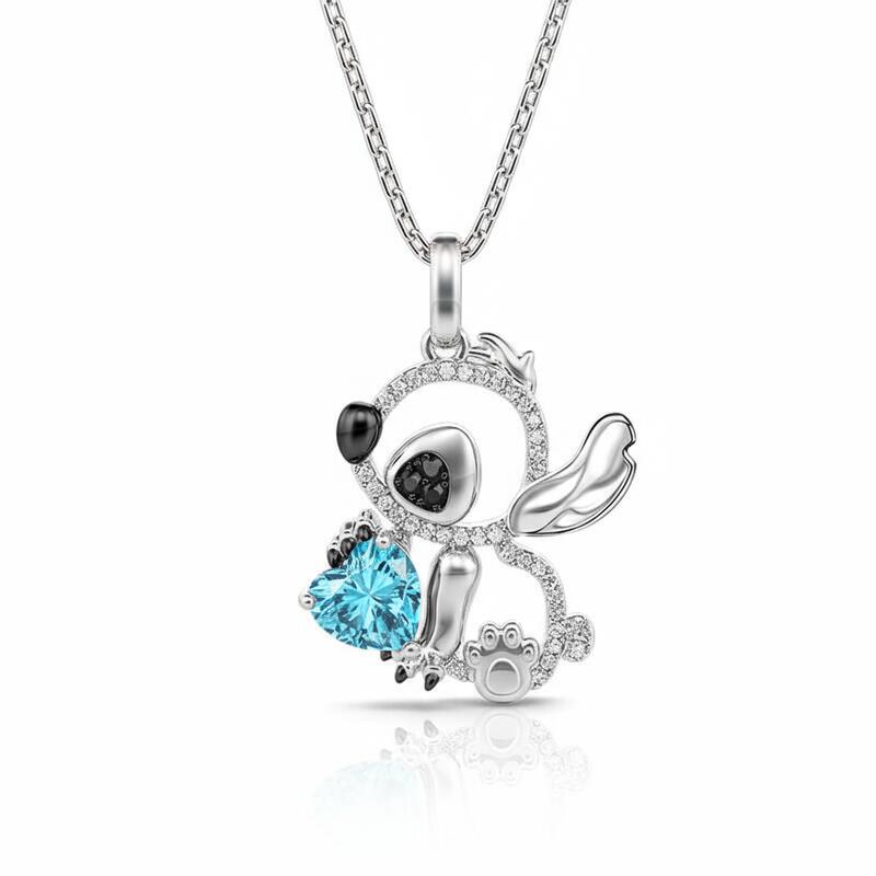 Jeulia Hug Me "Little Monster" Heart Cut Personalized Sterling Silver Necklace