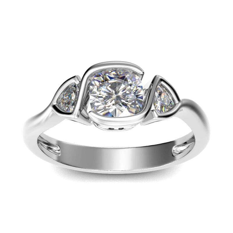 Jeulia Drei Steine Kissenschliff Sterling Silber Personalisiert Ring