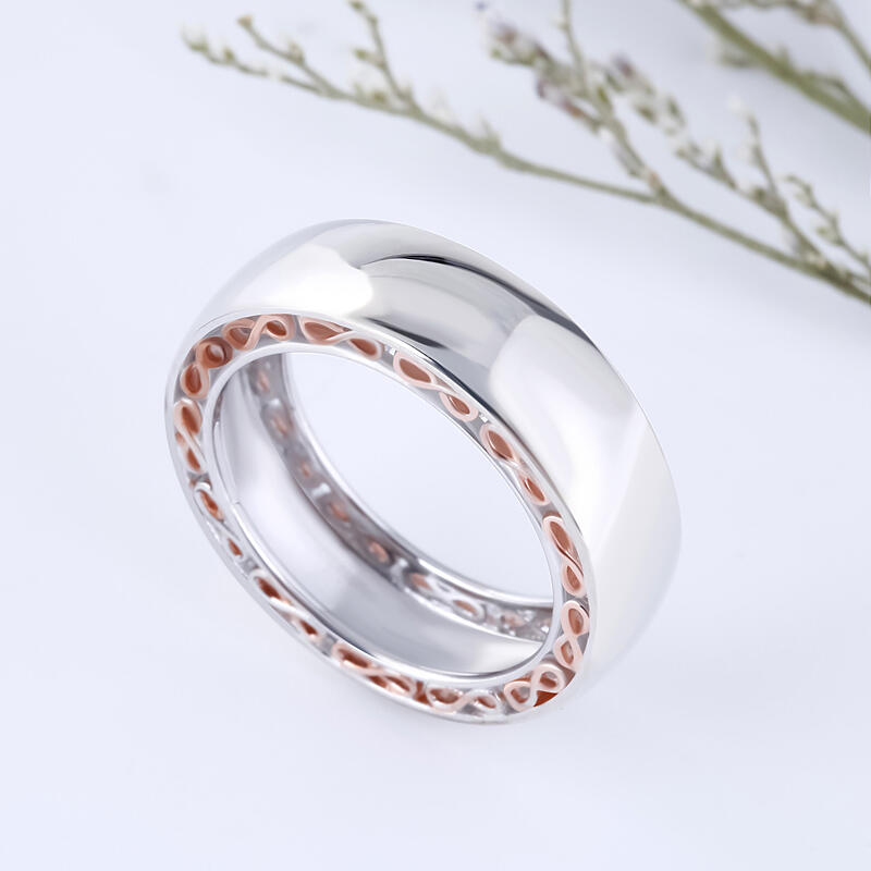 Jeulia Wide Two Tone Infinity Sterling Silver Women's Band