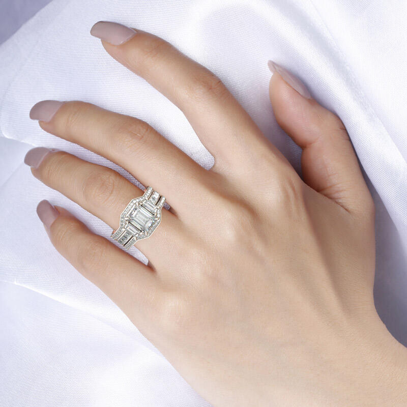 Jeulia Conjunto De Anillos Intercambiables Con Tres Piedras En Plata De Ley