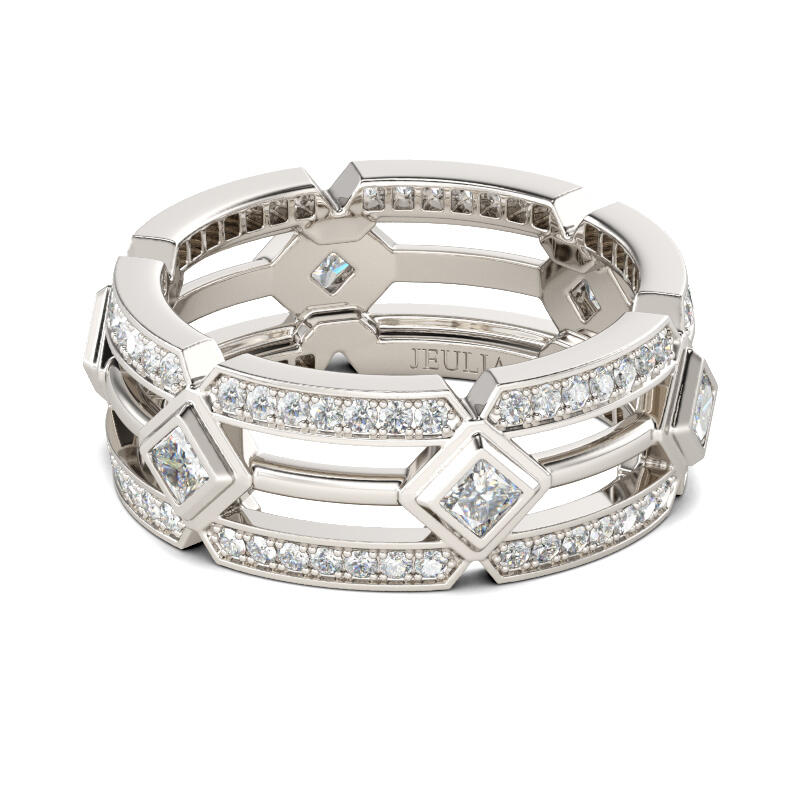 Jeulia Split Shank Sterling Silver Men's Band