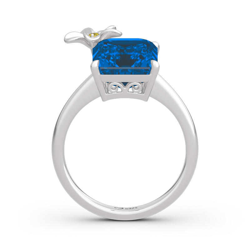 Jeulia "Fragrant Flower" Emerald Cut Sterling Silver Ring