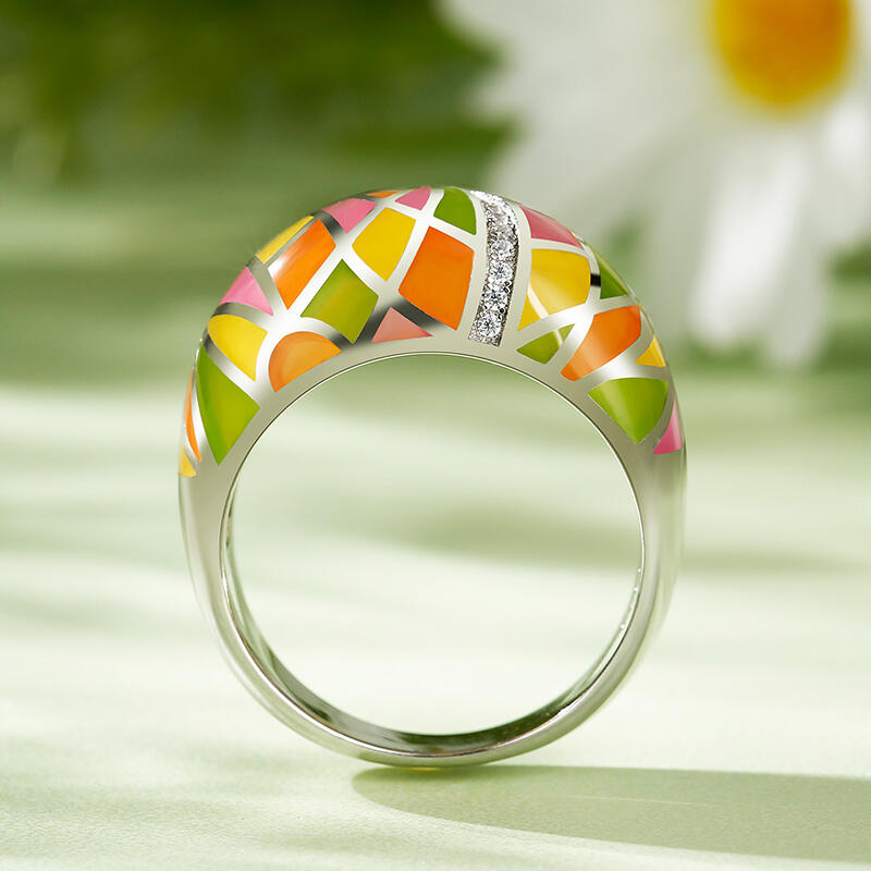 Jeulia "Sunlight" Enamel Sterling Silver Women's Band