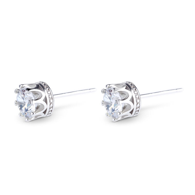 Jeulia Classic Crown Sterling Silver Stud Earrings