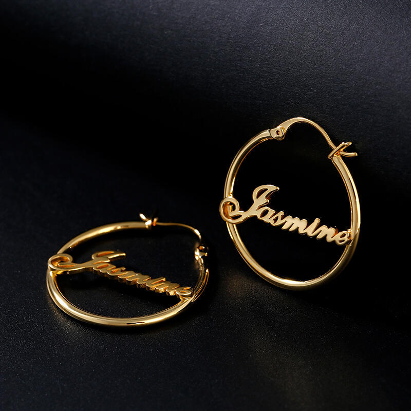 Jeulia "Best Wishes" Personalized Name Hoop Sterling Silver Earrings