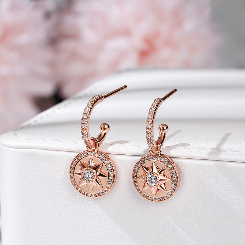 Jeulia Brincos de gota de prata esterlina estampados