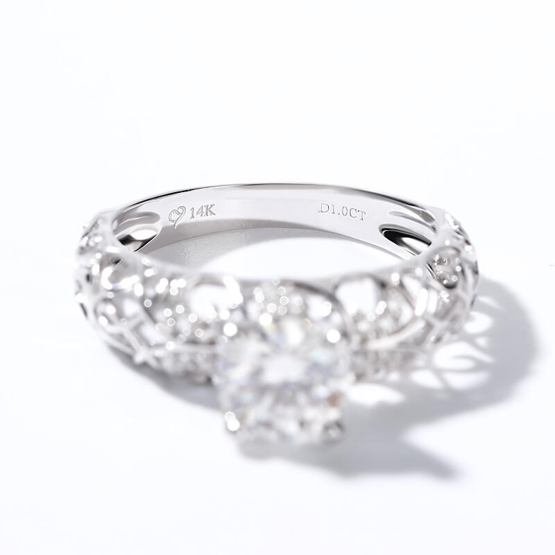 Jeulia 10K/14K/18K Gold Platinum Round Cut Vines Design Ring
