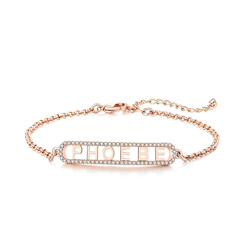 Jeulia Pulsera simple de plata personalizada de nombre para mujer