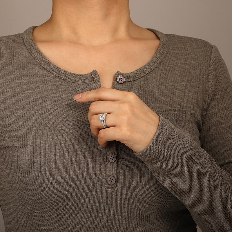 "My Yearning" Radiant Cut 2pcs Bridal Set