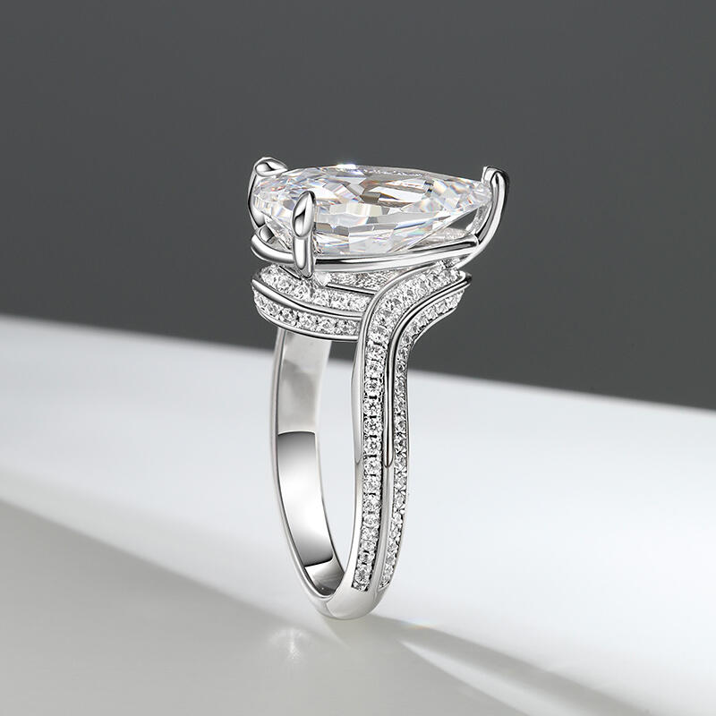 Jeulia "Intertwining" Pear Cut Sterling Silver Ring