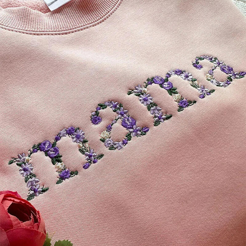 Personalized Sweatshirt Embroidered Mama with Floral Letter Design Gift for Dear Mom