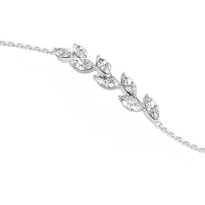 Jeulia Simple Custom Cluster Bracelet Marquise Cut Branches and Leaves