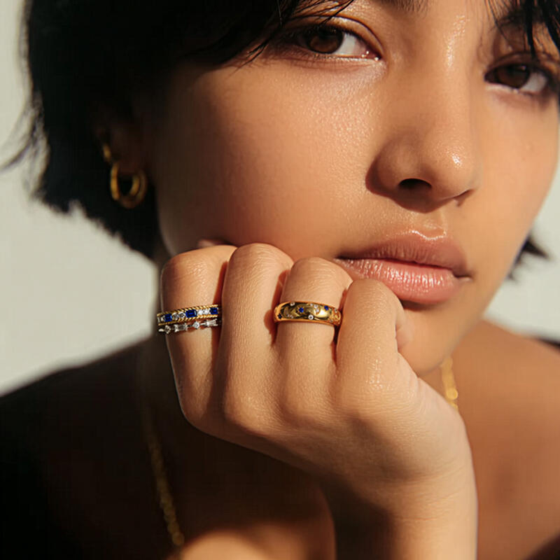 Jeulia Everyday Two Tone Rope Twisted Engagement Ring Set 2PCS