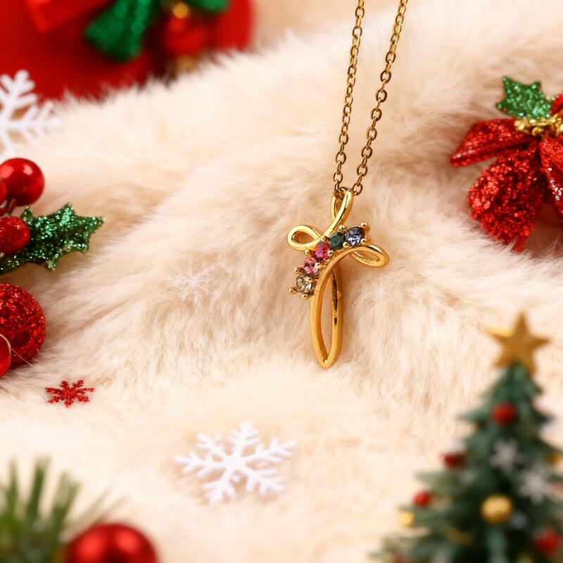 Personalisierte Kreuz-förmige Geburtsstein-Halskette Geschenk für Ihre Liebsten