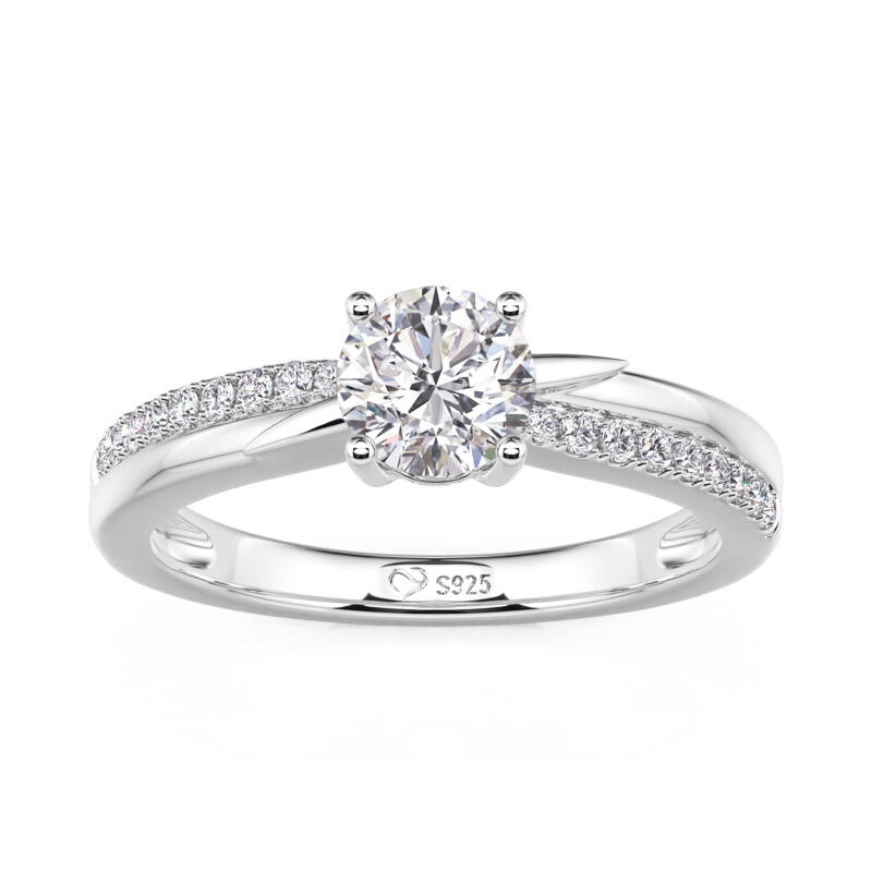 Jeulia Twist Round Solitaire Engagement Ring Sterling Silver