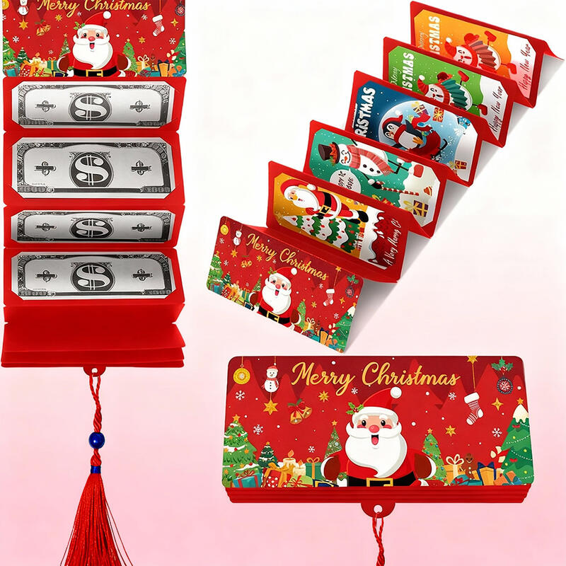 Santa Claus Dollar Bill 10-Slot Red Envelope Surprise Party Money Cash Box for Christmas