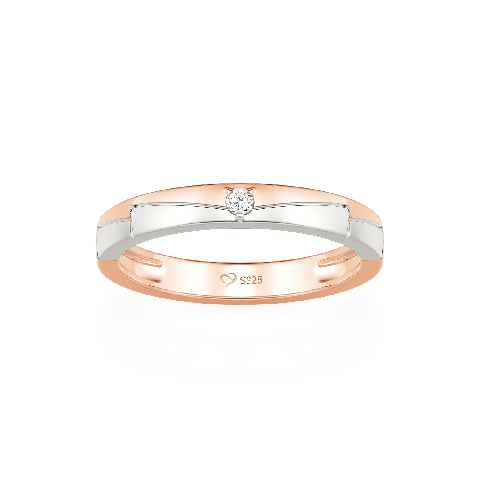 Et maison Two Tone Cat Round Cut Sterling Silver Ring for Men