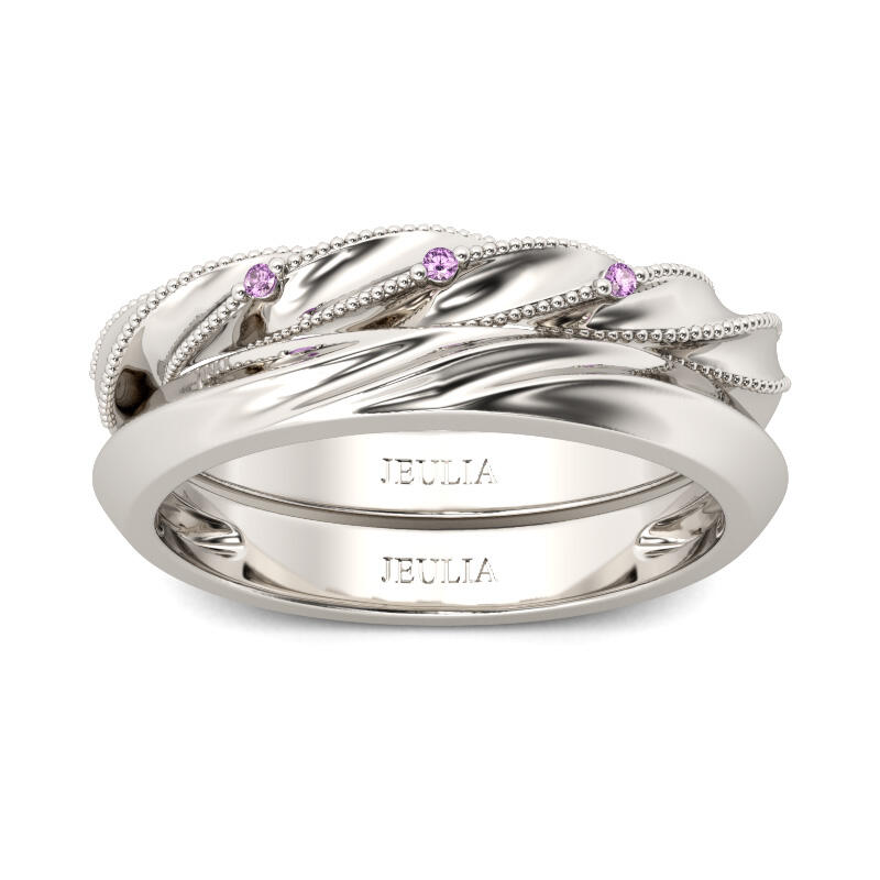 Jeulia Interwoven Round Cut Sterling Silver Women's Band Set