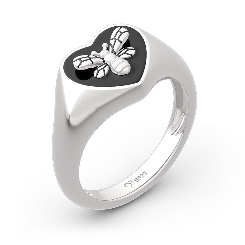Jeulia "Honey Bee" Sterling Silver Signet Ring