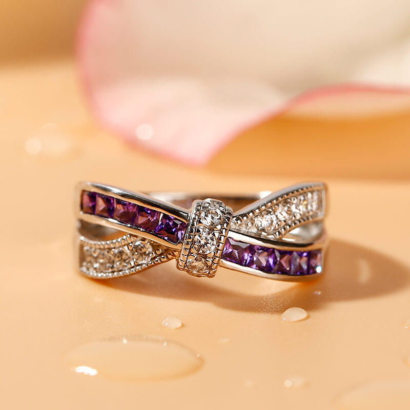 Jeulia Crossover Sterling Silver Women's Band