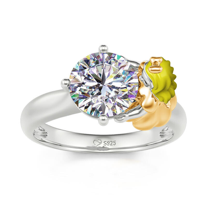 Jeulia Hug Me Anillo con pequeña princesa de plata de ley de corte redondo