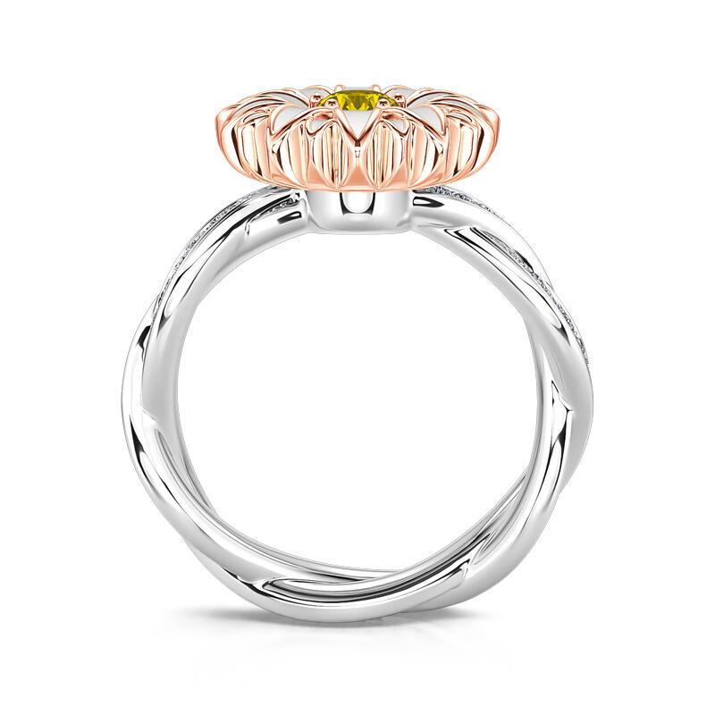 Jeulia "Cheerfulness" Daisy Flower Sterling Silver Rotating Ring