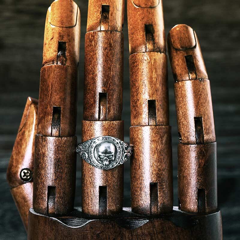 Jeulia Anillo con el estilo de calavera de Parca de plata de ley