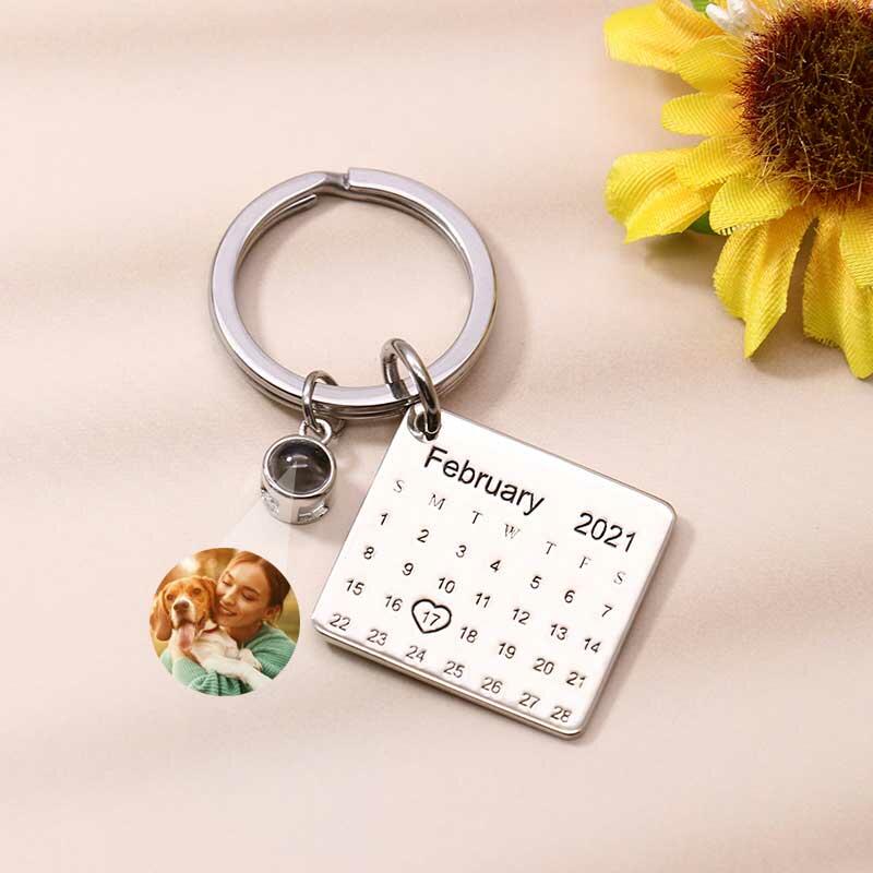 Personalized Photo Projection Calendar Keychain