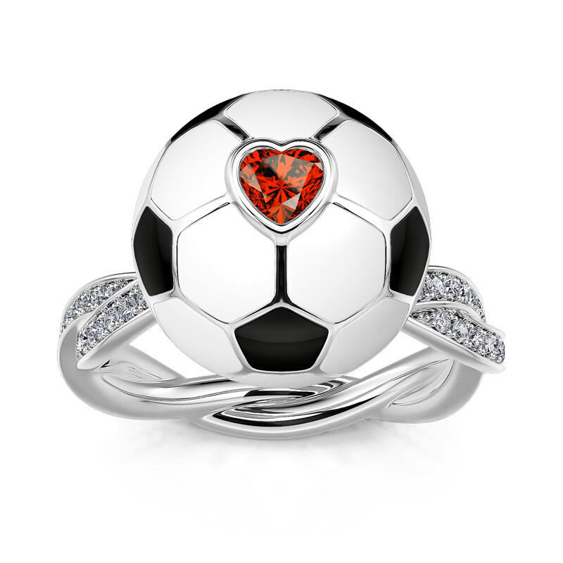 Jeulia "Play Football" Sterling Silver Rotating Soothe Ring