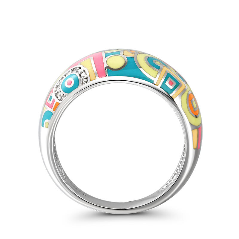 Jeulia "Math Game" Enamel Sterling Silver Women's Band