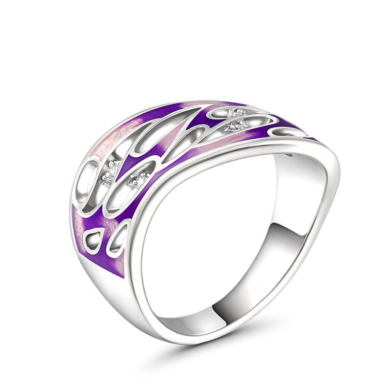 Jeulia "Ice Queen" Enamel Sterling Silver Women's Band