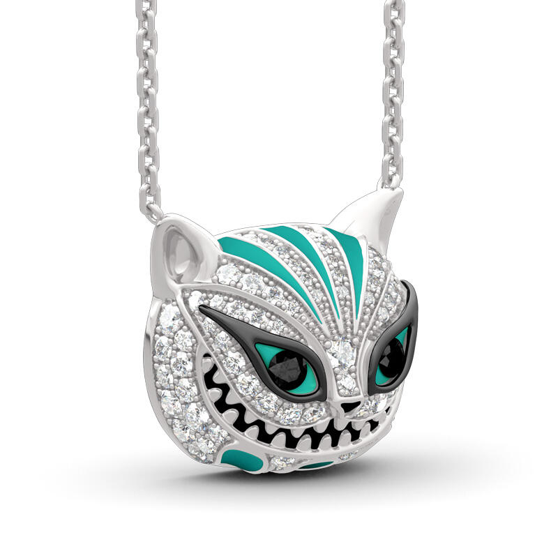 Jeulia "Appear and Disappear at Will" Cat Sterling Silver Enamel Necklace