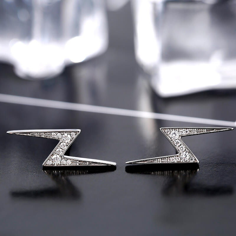 Jeulia Lightning Design Sterling Silver Stud Earrings