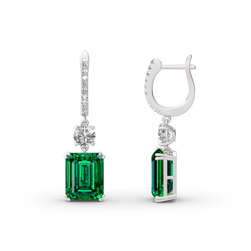 Jeulia Classic Emerald Cut Sterling Silver Earrings
