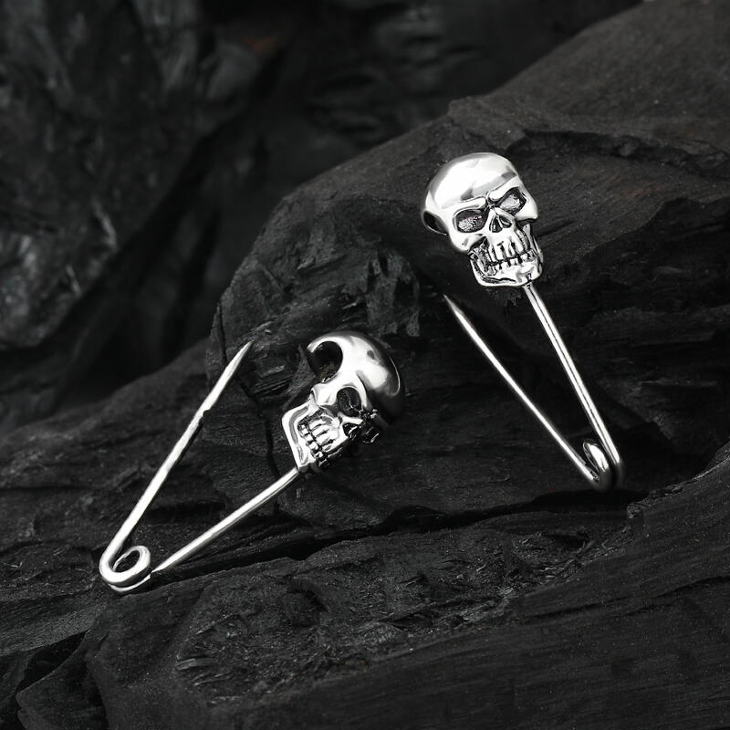 Jeulia "Skeleton Pin" Skull Sterling Silver Earrings