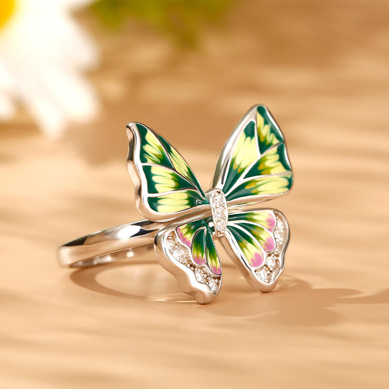 Jeulia "Mystical Butterfly" Enamel Sterling Silver Jewelry Set