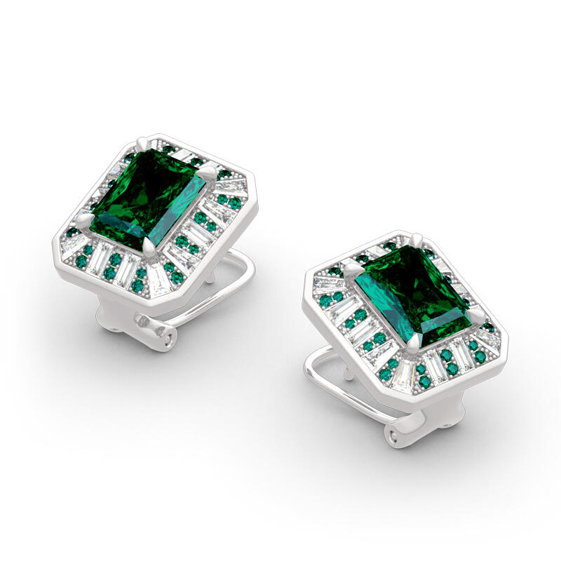 Jeulia Vintage Radiant Cut Sterling Silver Earrings