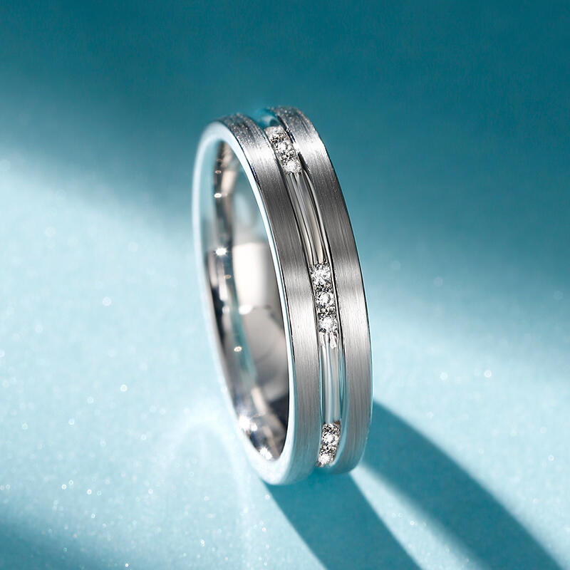 Jeulia Anillo 10K/14K/18K oro blanco hombre de boda con corte redondo simple