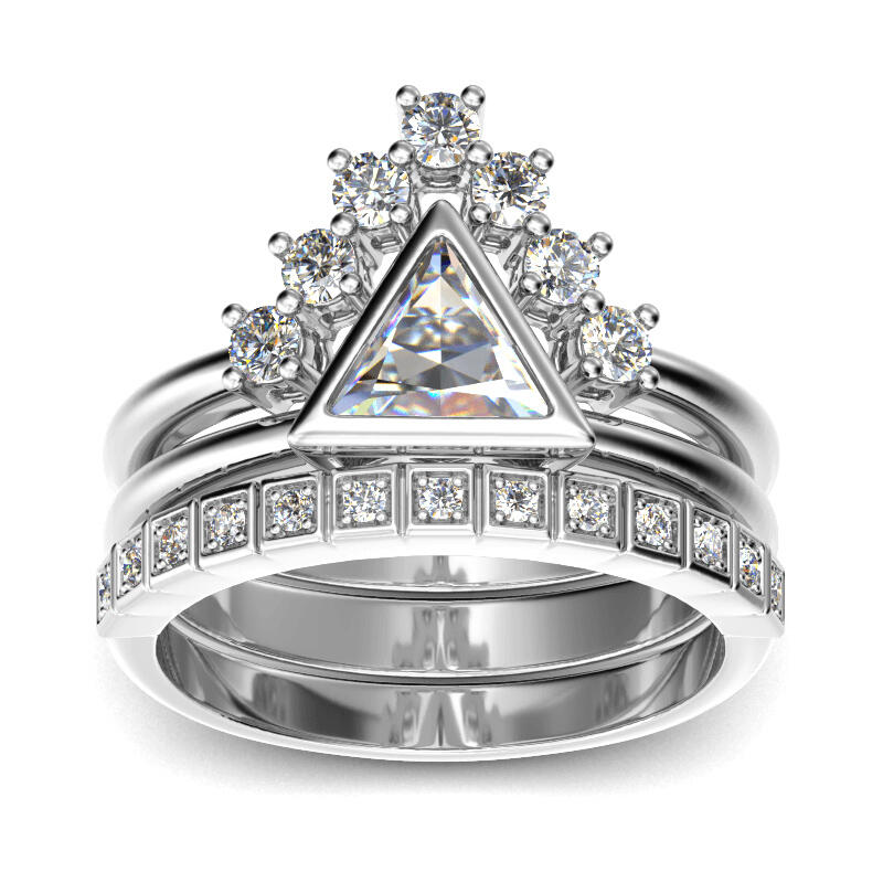 Jeulia Stackable Triangle Cut Sterling Silver Ring