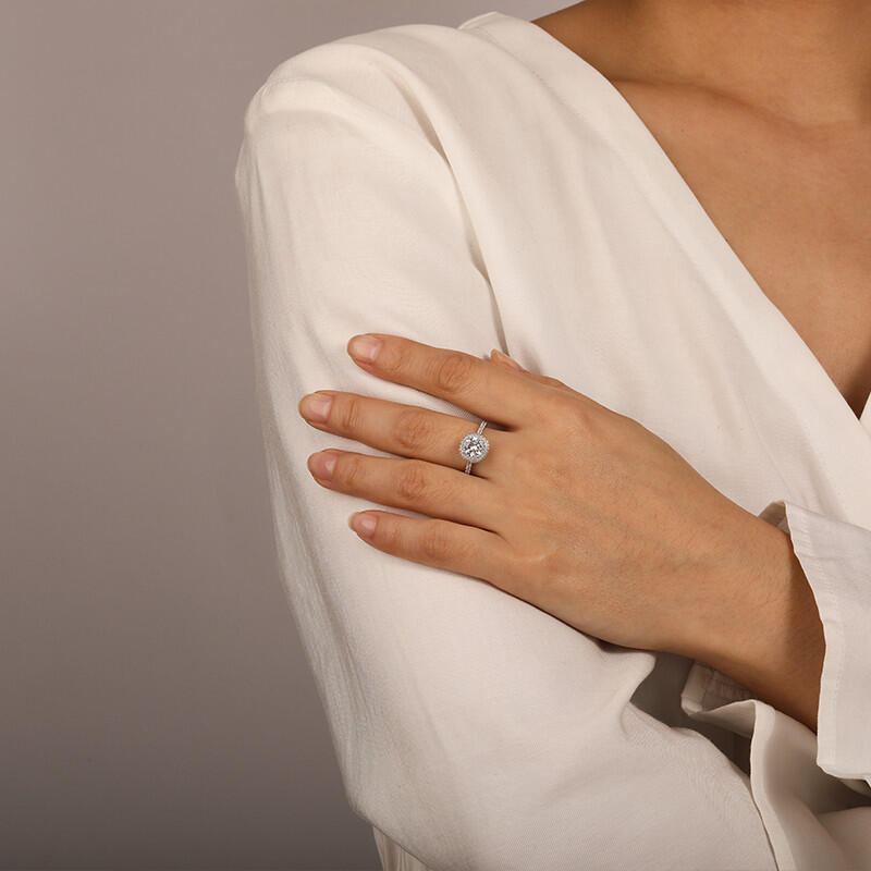 "You Are the One" Round Cut Halo Engagement Ring