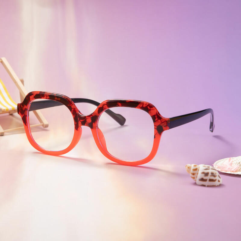 Gemma Geometric Red Glasses
