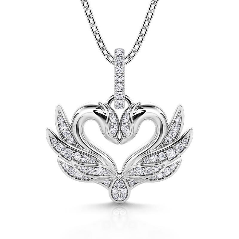 Jeulia Collar de Plata de Ley con Forma de Corazón de Cisne