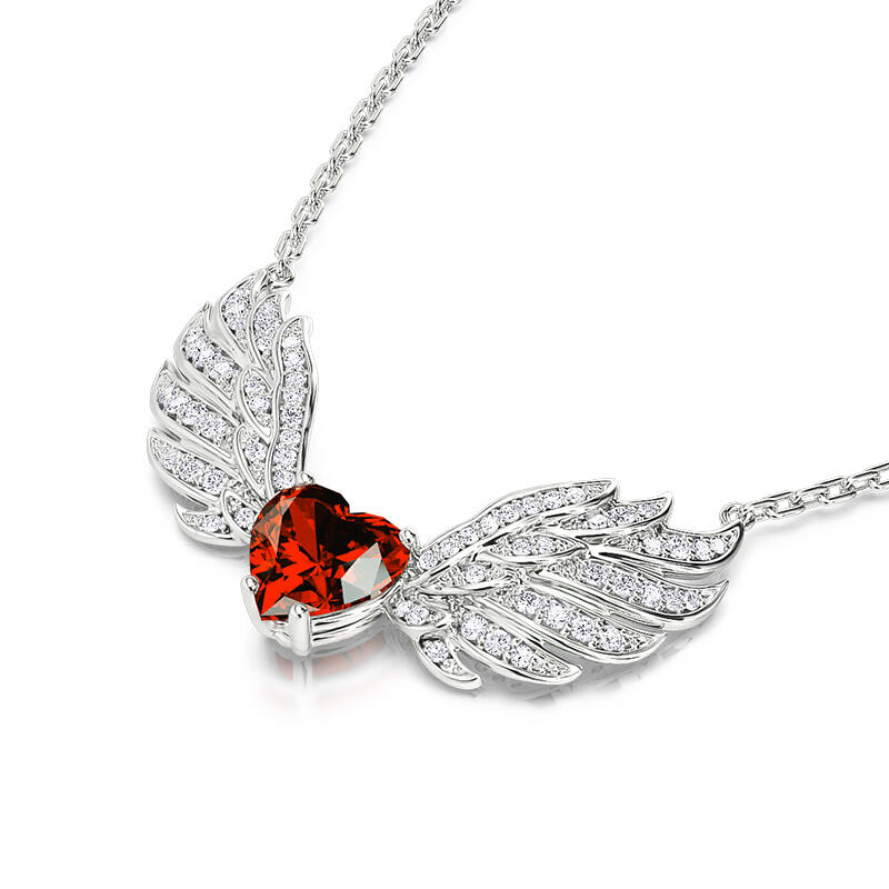 Jeulia "Love Journey" Heart Cut Wings Sterling Silver Necklace
